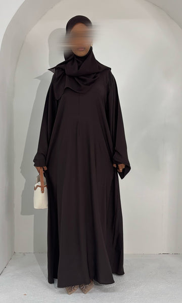 Dark Chocolate Basma Nida Abaya- with Matching Hijab