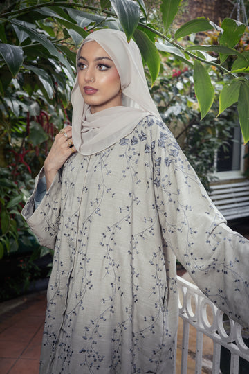 Warda linenblend abaya bluebell
