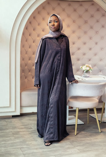 Safa Printed Blazer style Abaya Chocolate