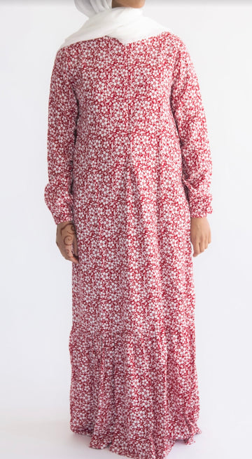 Red Floral Dress - Modest Maternity