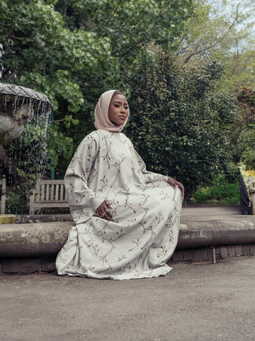 Warda linenblend abaya brown leaves