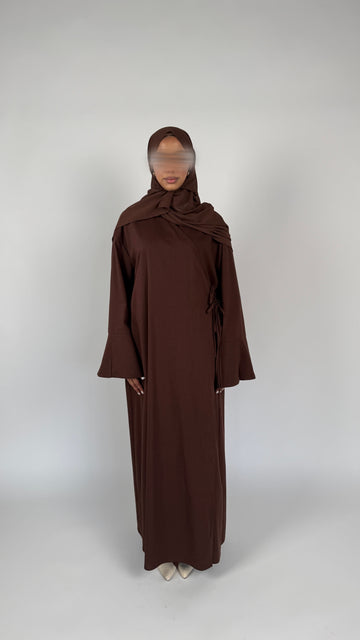 Linen/Cotton Wrap Abaya in Rich Brown with matching chiffon hijab