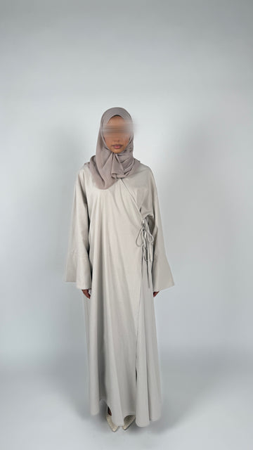Linen/Cotton Wrap Abaya in Cream with matching chiffon hijab