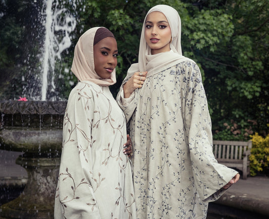 Warda linenblend abaya brown leaves