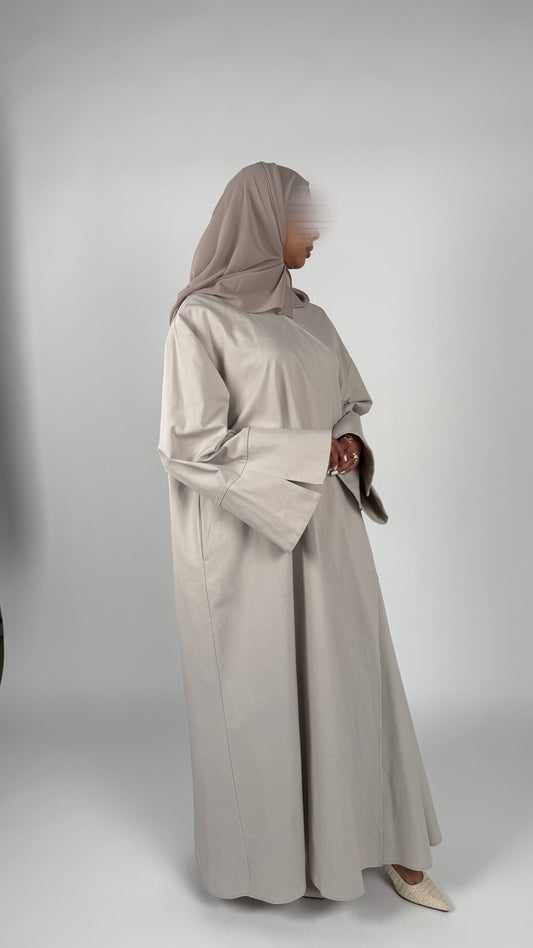 Linen/Cotton Wrap Abaya in Cream with matching chiffon hijab