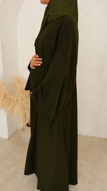 Deep Khaki Basma Nida Abaya - with Matching hijab