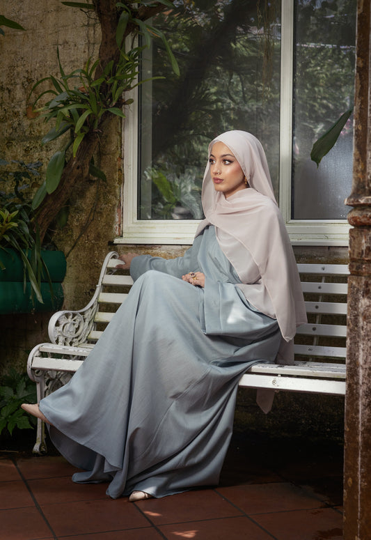 Soft Pastel Blue Basma Linen Look