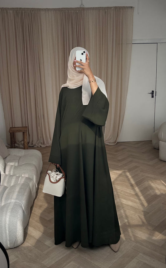 Khaki Nidha Basma with matching hijab Nursing Friendly & Wide Sleeves