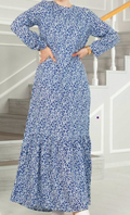 Black Leafy printed dress - Modest Maternity