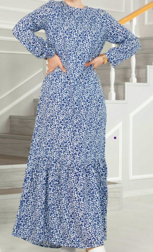 Black Leafy printed dress - Modest Maternity